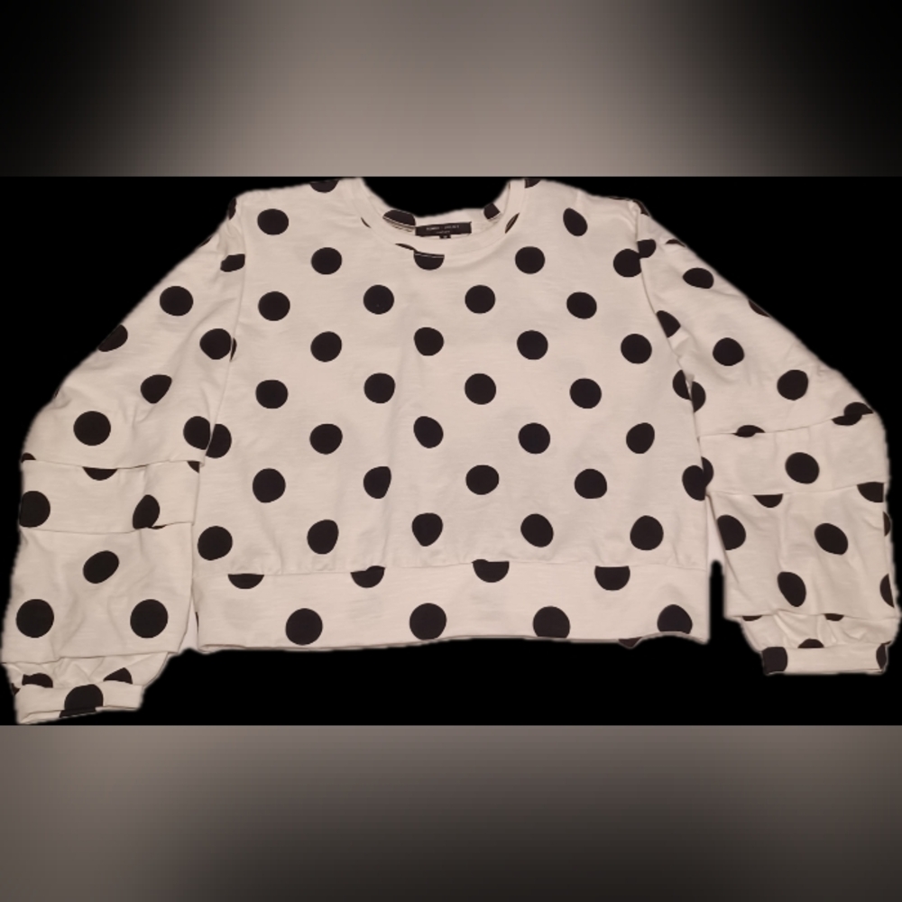 Romeo & Juliet Couture Black and White Polka Dot Shirt